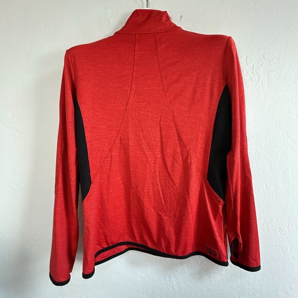 Nils Red Black Pinstripe 1/4 Zip Pullover Long Sleeve Active Top Large Stretch - Picture 2 of 7